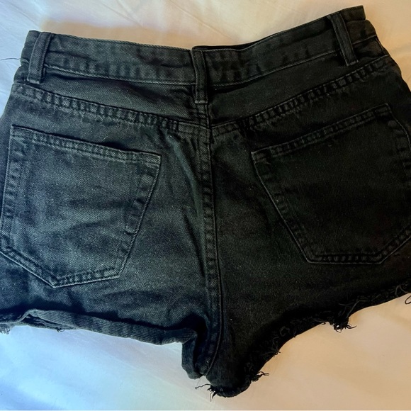 Black Destroyed Denim Shorts - Picture 2 of 3